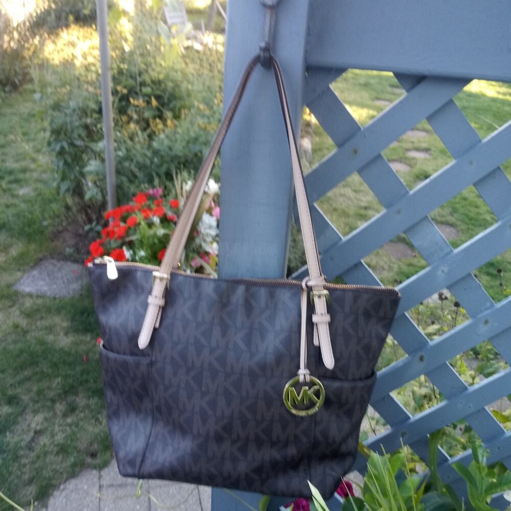 Michael Kors Black and Tan Tote Bag